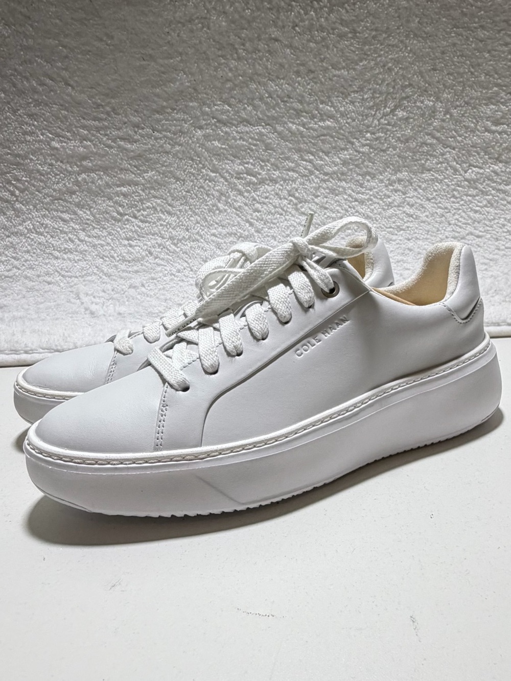 Cole Haan GrandPro Topspin Leather Platform Sneakers White Womens 7 B Shoes